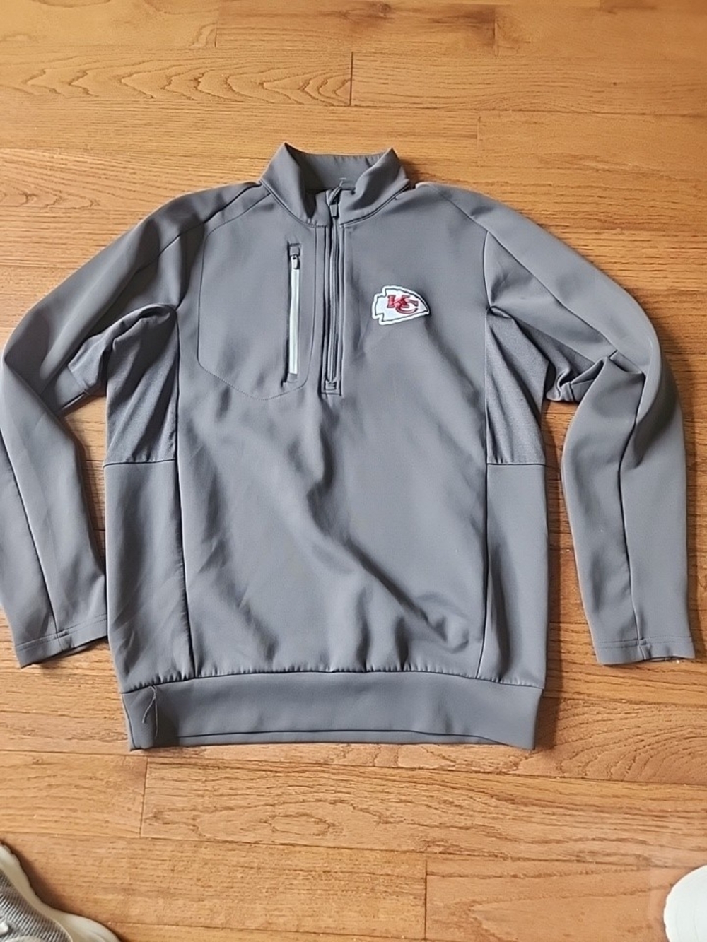 Antigua Gray Kansas City Chiefs Quarter-Zip Performance Jacket